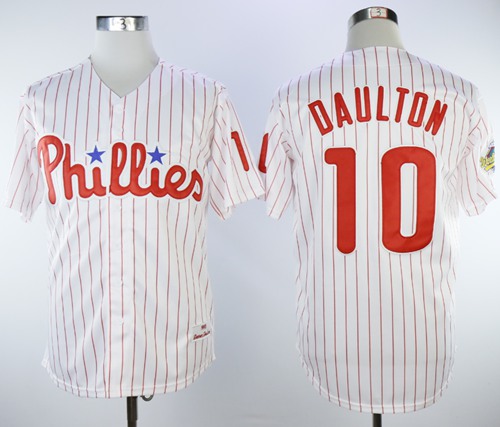 Mitchell And Ness 1993 Phillies #10 Darren Daulton White(Red Strip) Throwback Stitched MLB Jersey - Click Image to Close